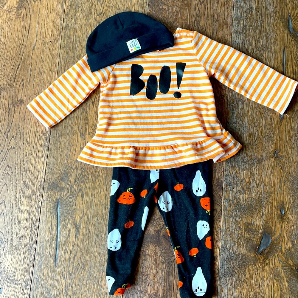 Cat& Jack Halloween Peplum Top/Leggings 6-9m